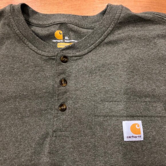 Carhartt Original Fit Henley Long Sleeve Olive Green Shirt Size XL - Picture 3 of 7